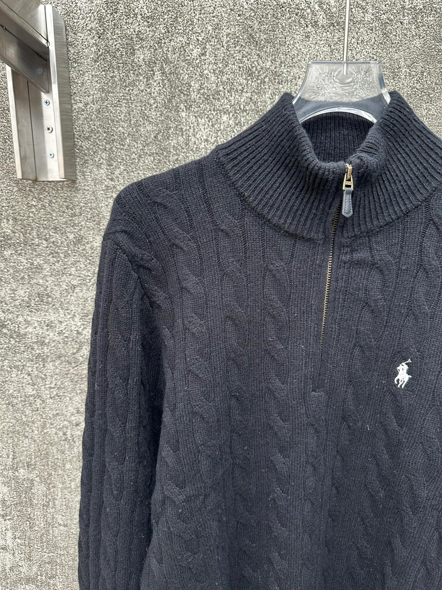 🅿️520 Polo Ralph Lauren 25ss solid color stand collar half zipper long sleeve sweater Size: S M L XL